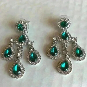 Charter Club new Stone Chandelier Earrings/emerald